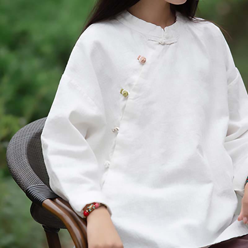 Buddha Stonesラミーリネンブラウスレディースシャツトップス中国漢服スタイル - image 16