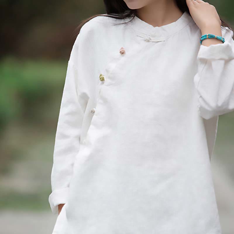 Buddha Stonesラミーリネンブラウスレディースシャツトップス中国漢服スタイル - image 17