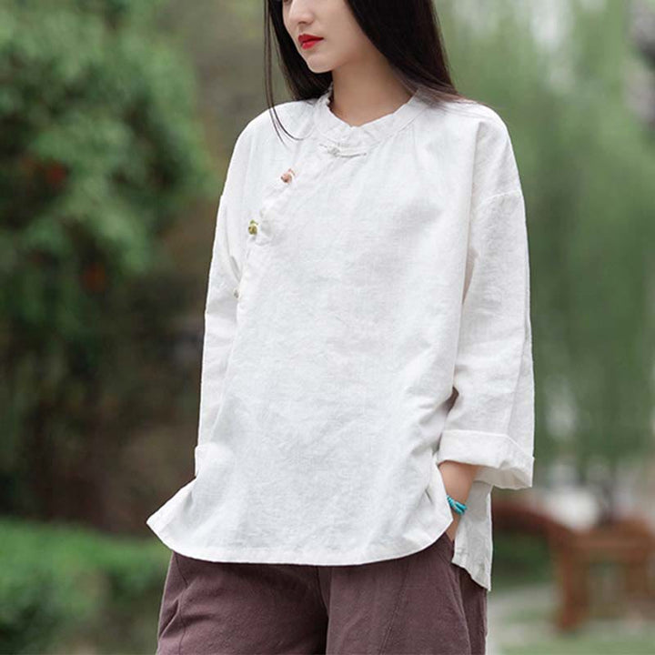 Buddha Stonesラミーリネンブラウスレディースシャツトップス中国漢服スタイル - image 12