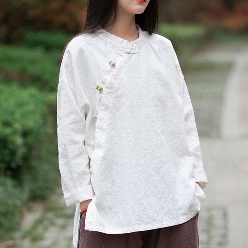 Buddha Stonesラミーリネンブラウスレディースシャツトップス中国漢服スタイル - image 15