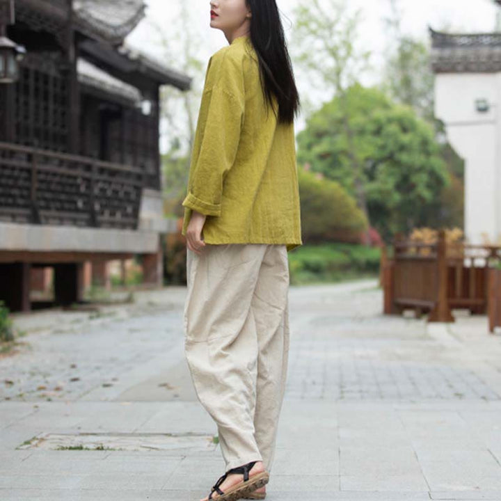 Buddha Stonesラミーリネンブラウスレディースシャツトップス中国漢服スタイル - image 32