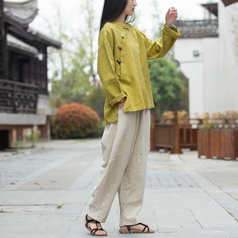Buddha Stonesラミーリネンブラウスレディースシャツトップス中国漢服スタイル - image 31