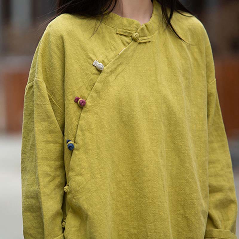 Buddha Stonesラミーリネンブラウスレディースシャツトップス中国漢服スタイル - image 29
