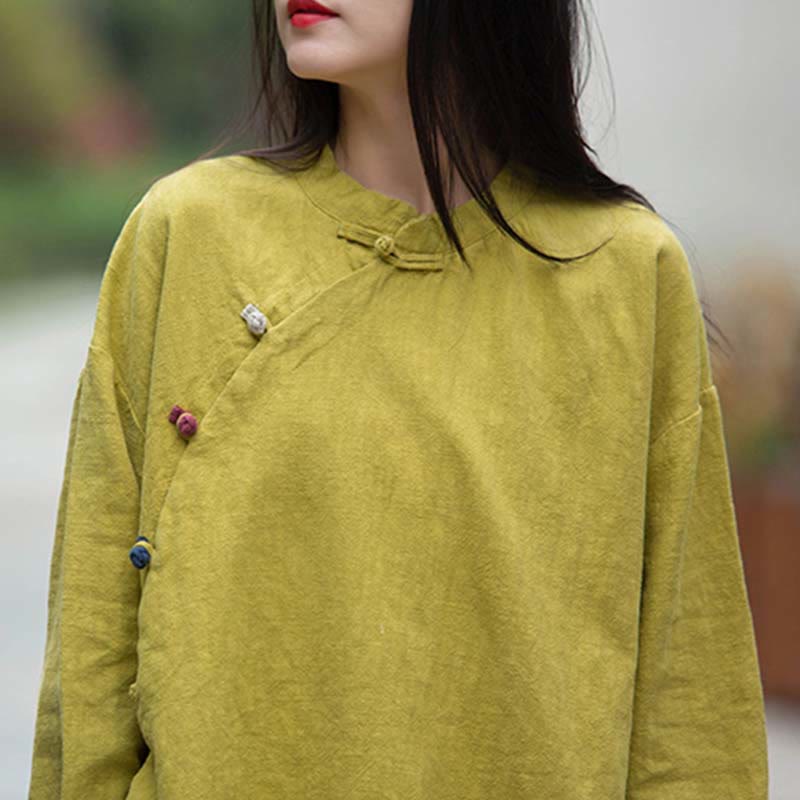 Buddha Stonesラミーリネンブラウスレディースシャツトップス中国漢服スタイル - image 28