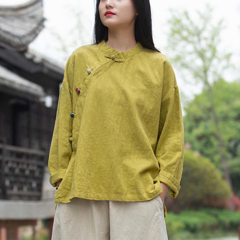 Buddha Stonesラミーリネンブラウスレディースシャツトップス中国漢服スタイル - image 27