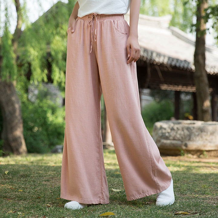 Buddha Stones無地 ワイドレッグパンツ ダンス レディース ヨガパンツ ポケット付き - ライトピンク - US6、 UK/AU10、 EU38 (L)  - image 30