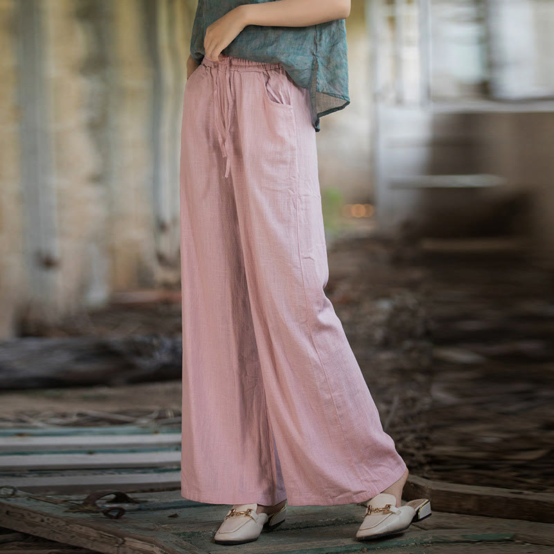 Buddha Stones無地 ワイドレッグパンツ ダンス レディース ヨガパンツ ポケット付き - ピンク - US6、 UK/AU10、 EU38 (L)  - image 58
