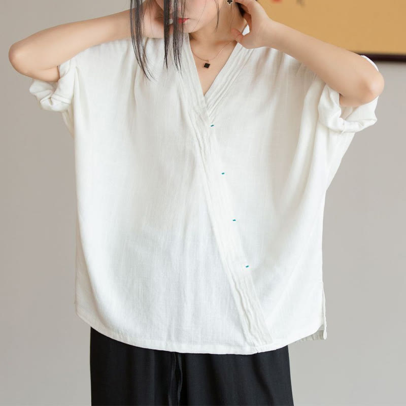 Buddha StonesVネックブラウスレディースシャツ長袖トップス中国漢服スタイル - image 1