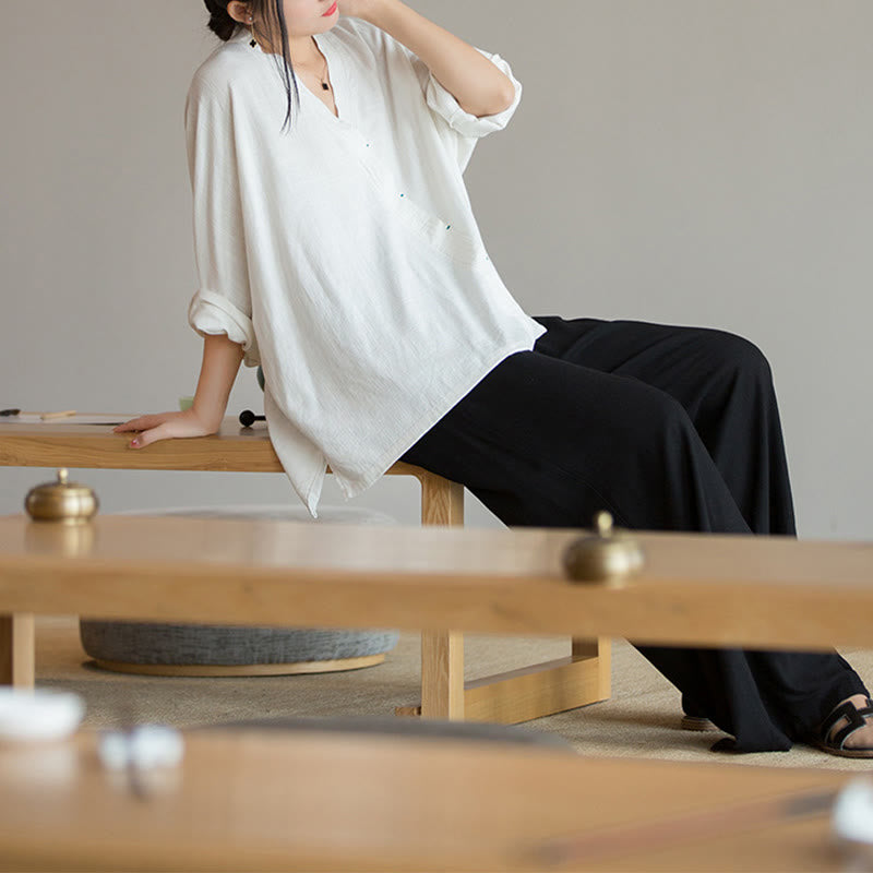 Buddha StonesVネックブラウスレディースシャツ長袖トップス中国漢服スタイル - image 10