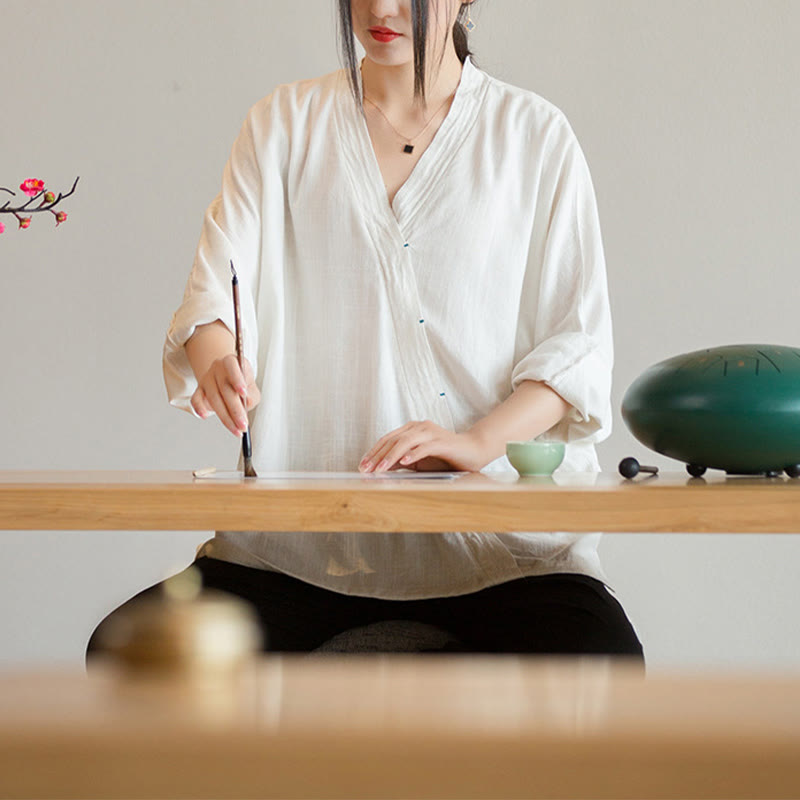 Buddha StonesVネックブラウスレディースシャツ長袖トップス中国漢服スタイル - image 8