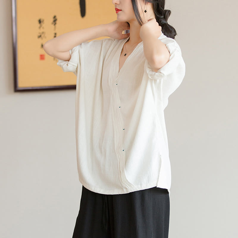 Buddha StonesVネックブラウスレディースシャツ長袖トップス中国漢服スタイル - image 4