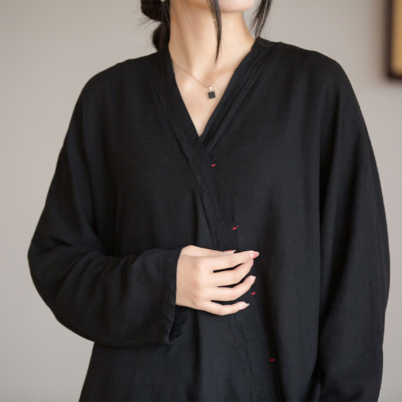 Buddha StonesVネックブラウスレディースシャツ長袖トップス中国漢服スタイル - image 16