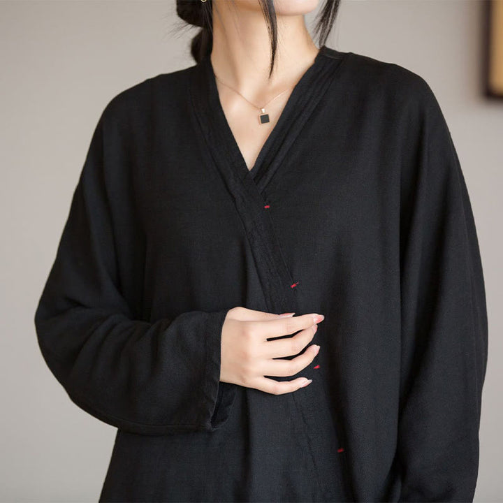 Buddha StonesVネックブラウスレディースシャツ長袖トップス中国漢服スタイル - image 16