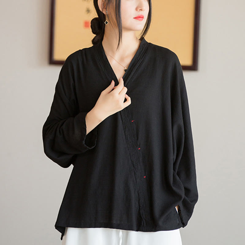 Buddha StonesVネックブラウスレディースシャツ長袖トップス中国漢服スタイル - image 14