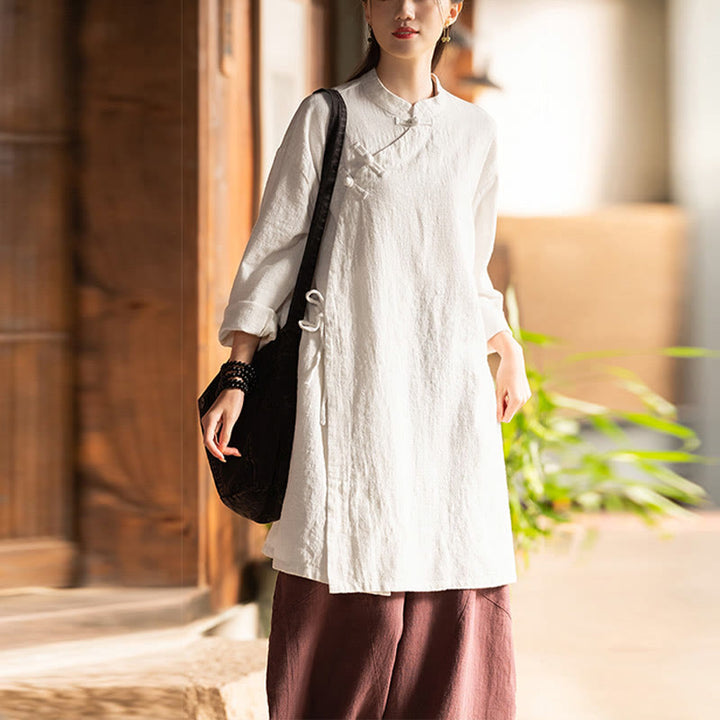 Buddha Stonesヴィンテージコットンリネンブラウスレディース長袖シャツ中国漢服トップス - image 4