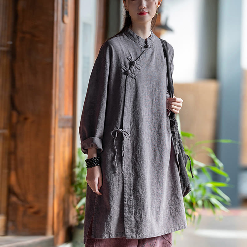 Buddha Stonesヴィンテージコットンリネンブラウスレディース長袖シャツ中国漢服トップス - image 12