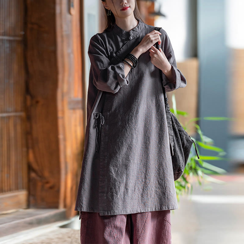 Buddha Stonesヴィンテージコットンリネンブラウスレディース長袖シャツ中国漢服トップス - image 13