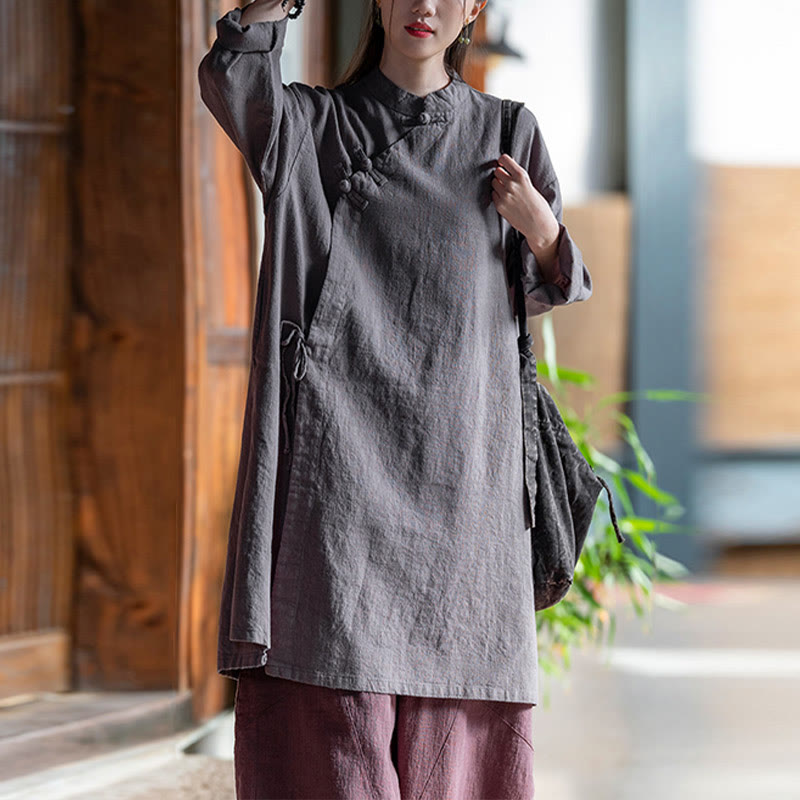 Buddha Stonesヴィンテージコットンリネンブラウスレディース長袖シャツ中国漢服トップス - image 11