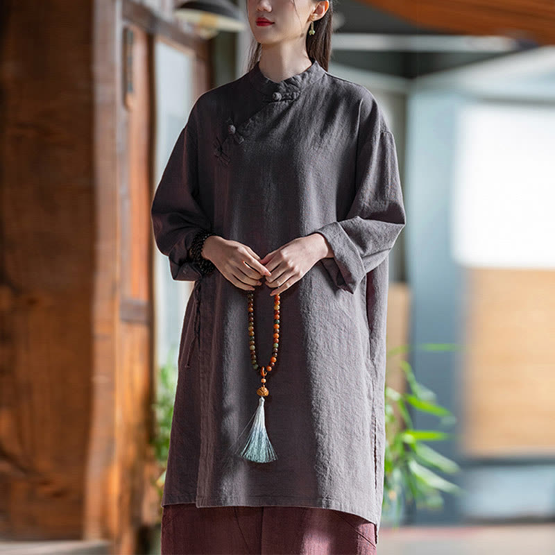 Buddha Stonesヴィンテージコットンリネンブラウスレディース長袖シャツ中国漢服トップス - image 14