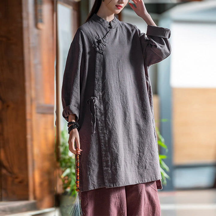 Buddha Stonesヴィンテージコットンリネンブラウスレディース長袖シャツ中国漢服トップス - image 9