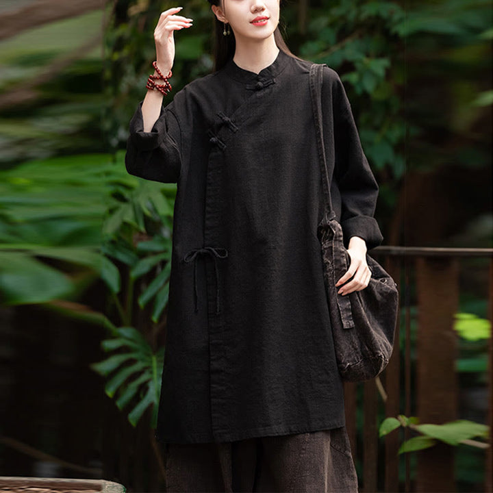Buddha Stonesヴィンテージコットンリネンブラウスレディース長袖シャツ中国漢服トップス - image 19