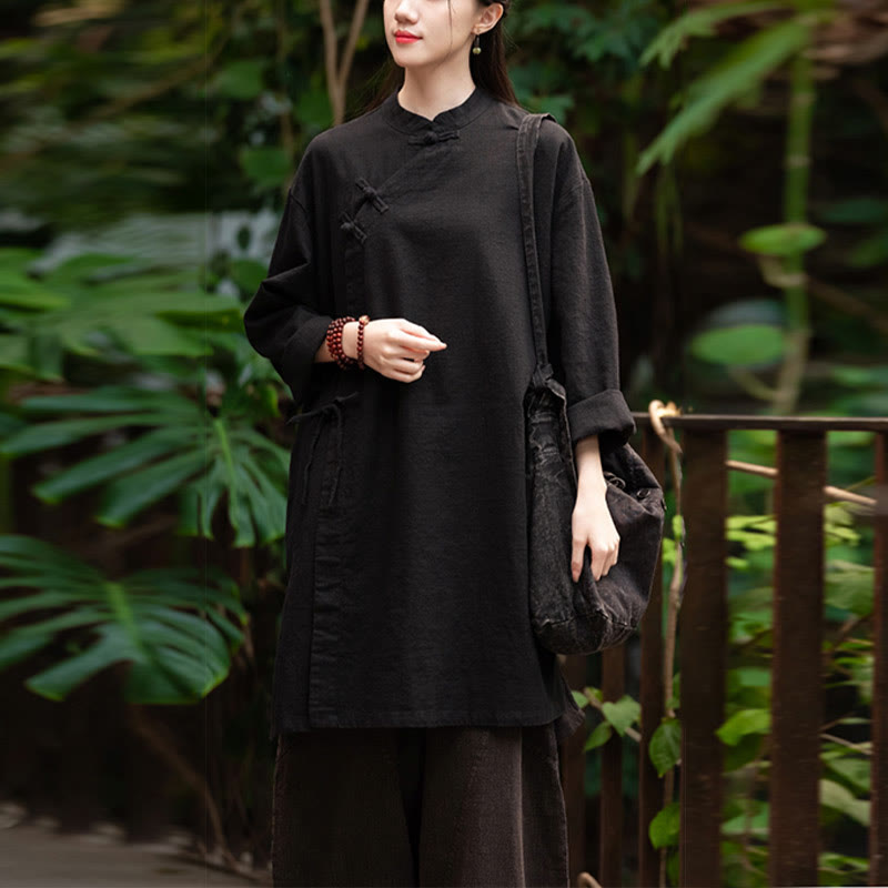 Buddha Stonesヴィンテージコットンリネンブラウスレディース長袖シャツ中国漢服トップス - image 18