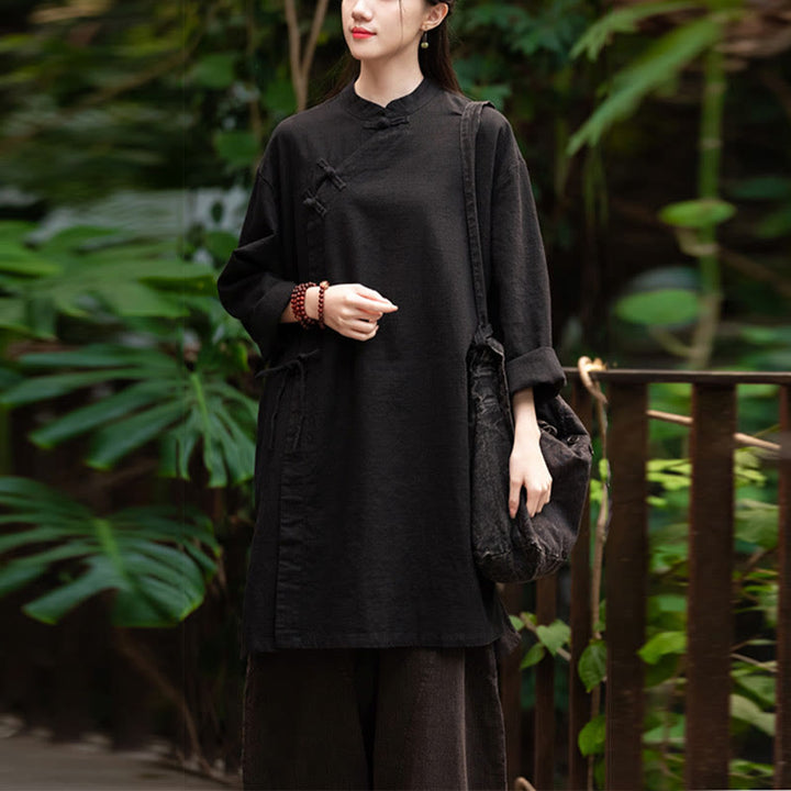 Buddha Stonesヴィンテージコットンリネンブラウスレディース長袖シャツ中国漢服トップス - image 18