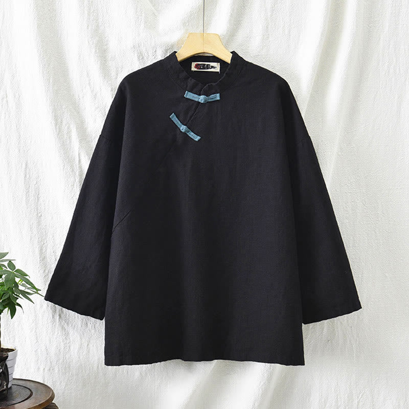 Buddha Stonesラミーリネンゆったりブラウスレディース長袖シャツ中国漢服トップス - image 18