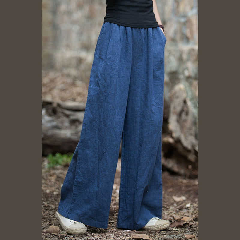 Buddha Stonesレトロ ワイドレッグパンツ カジュアル レディース ヨガパンツ ポケット付き