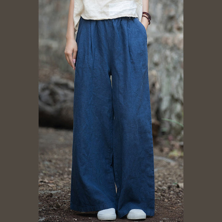 Buddha Stonesレトロ ワイドレッグパンツ カジュアル レディース ヨガパンツ ポケット付き