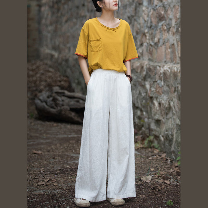 Buddha Stonesレトロ ワイドレッグパンツ カジュアル レディース ヨガパンツ ポケット付き - image 9