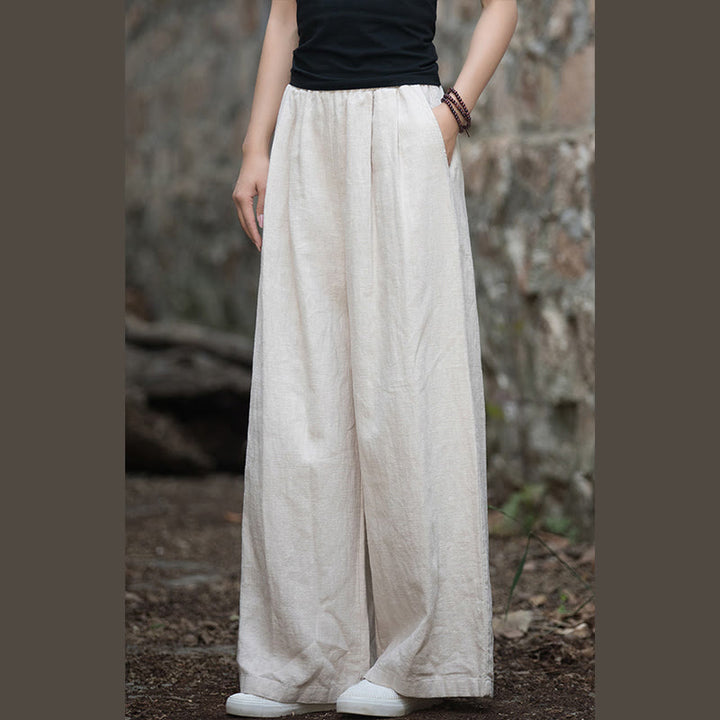 Buddha Stonesレトロ ワイドレッグパンツ カジュアル レディース ヨガパンツ ポケット付き