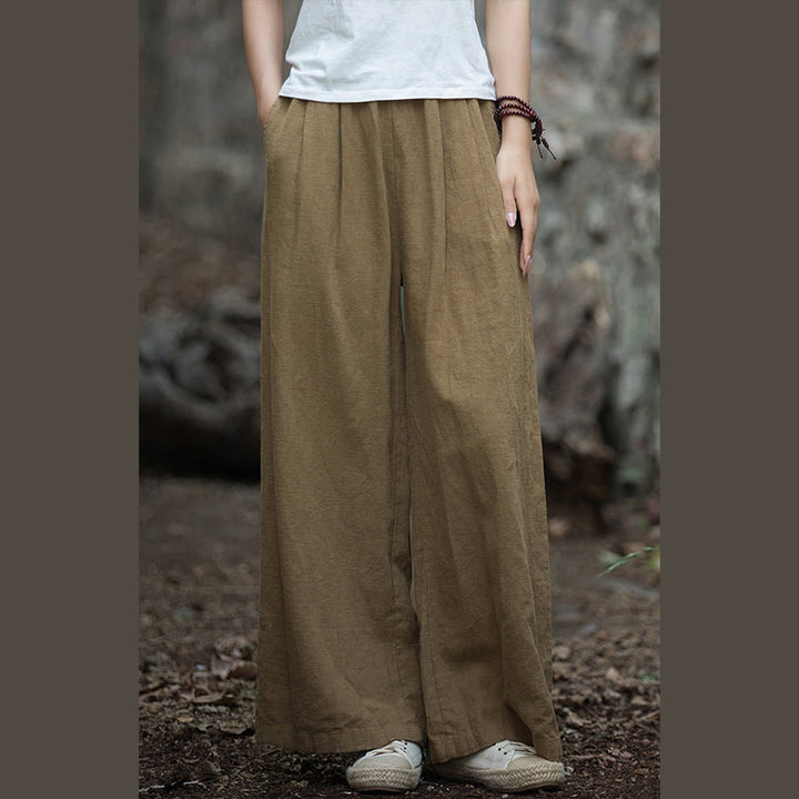 Buddha Stonesレトロ ワイドレッグパンツ カジュアル レディース ヨガパンツ ポケット付き
