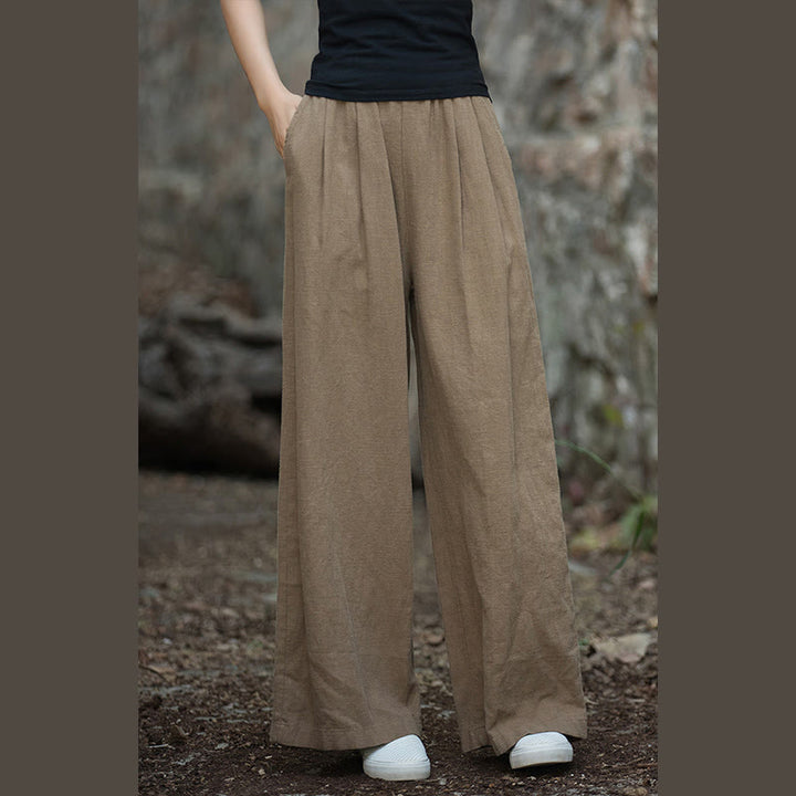 Buddha Stonesレトロ ワイドレッグパンツ カジュアル レディース ヨガパンツ ポケット付き