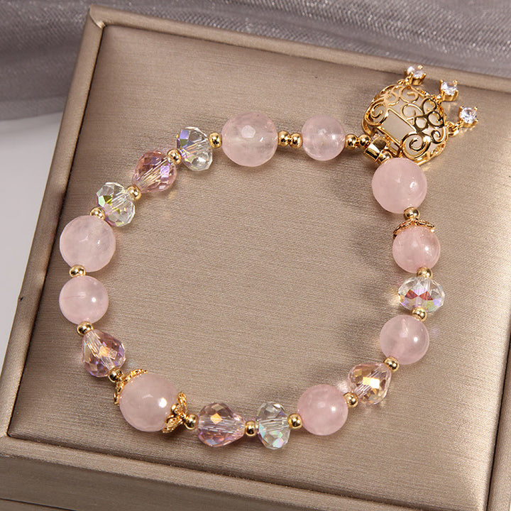 Buddha Stones天然ピンククリスタル 癒しの守護ブレスレット - image 3