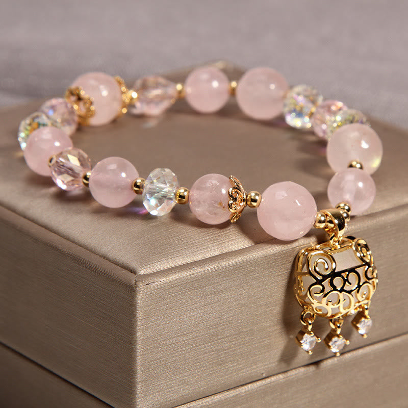 Buddha Stones天然ピンククリスタル 癒しの守護ブレスレット - image 2