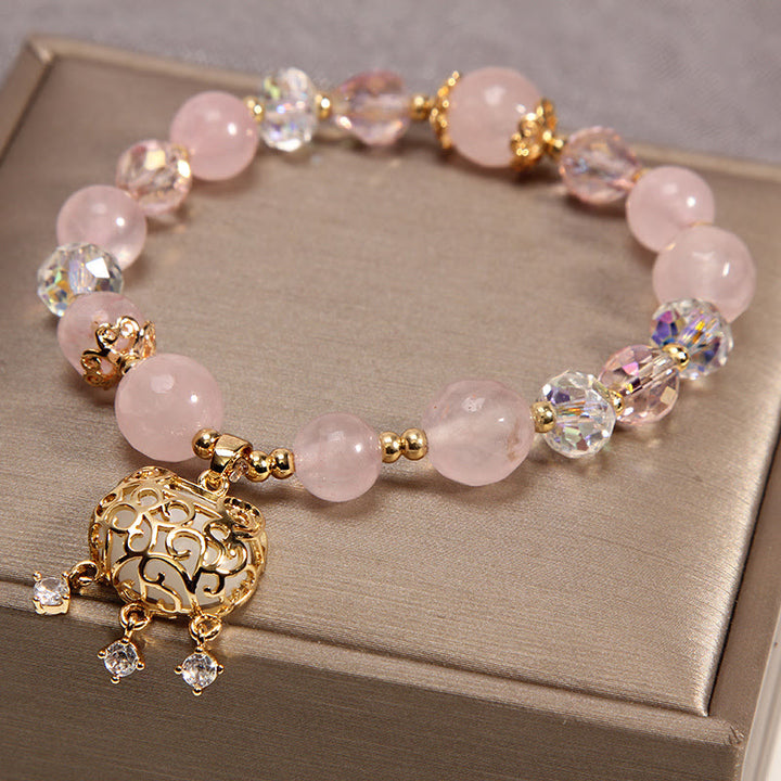 Buddha Stones天然ピンククリスタル 癒しの守護ブレスレット - image 1