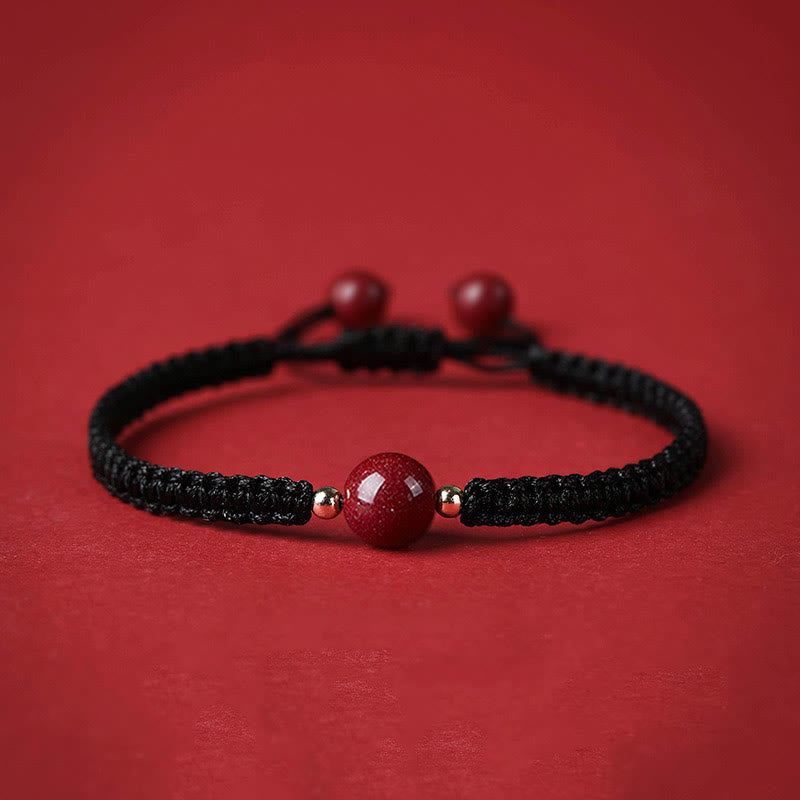 Buddha Stonesの幸運の辰砂ビーズ祝福の赤い糸のブレスレット