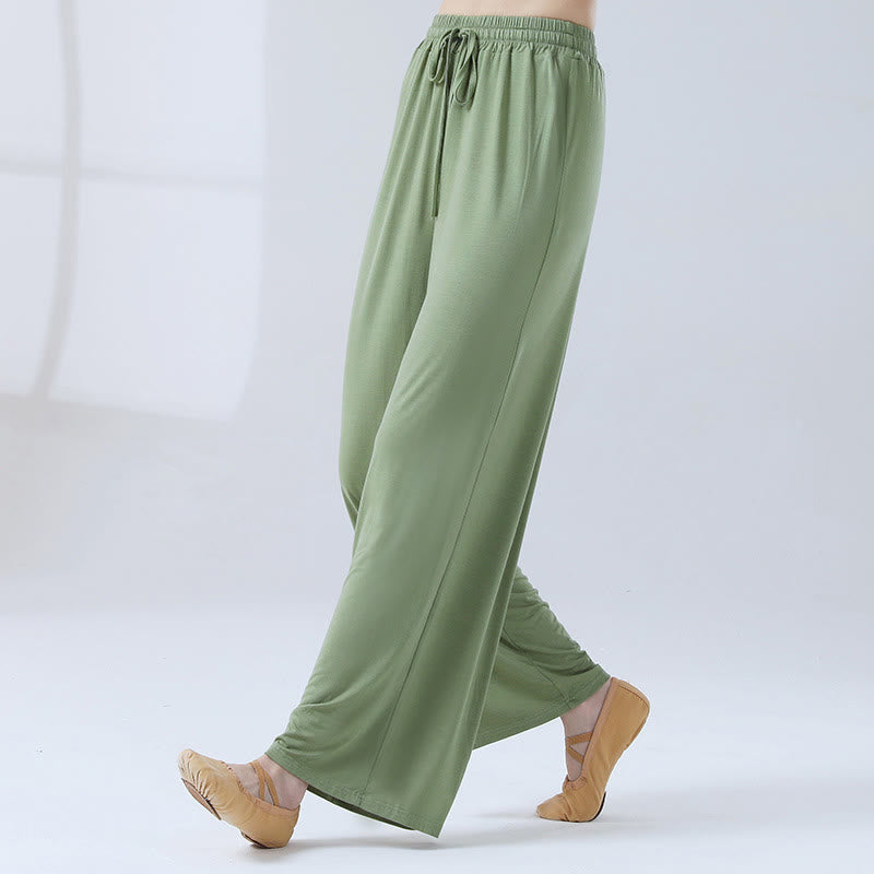 Buddha Stonesゆったりモダール ドローストリング ワイドレッグパンツ ヨガ ダンス用 - ライトグリーン - US12、 UK/AU16、 EU44 (3XL) - image 0