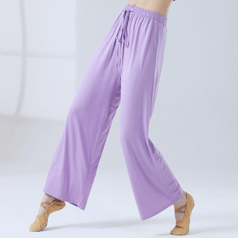 Buddha Stonesゆったりモダール ドローストリング ワイドレッグパンツ ヨガ ダンス用 - バイオレット - US12、 UK/AU16、 EU44 (3XL) - image 3