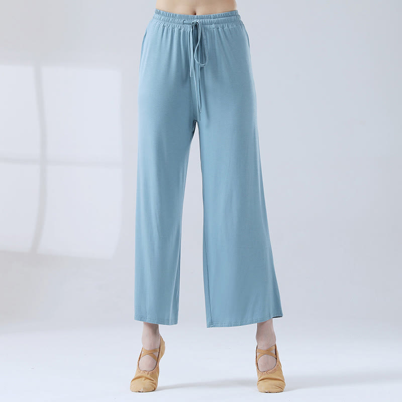 Buddha Stonesゆったりモダール ドローストリング ワイドレッグパンツ ヨガ ダンス用 - 青 - US12、 UK/AU16、 EU44 (3XL) - image 5