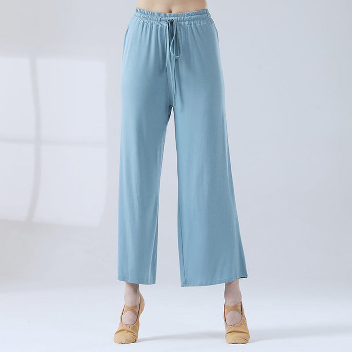 Buddha Stonesゆったりモダール ドローストリング ワイドレッグパンツ ヨガ ダンス用 - 青 - US12、 UK/AU16、 EU44 (3XL) - image 5