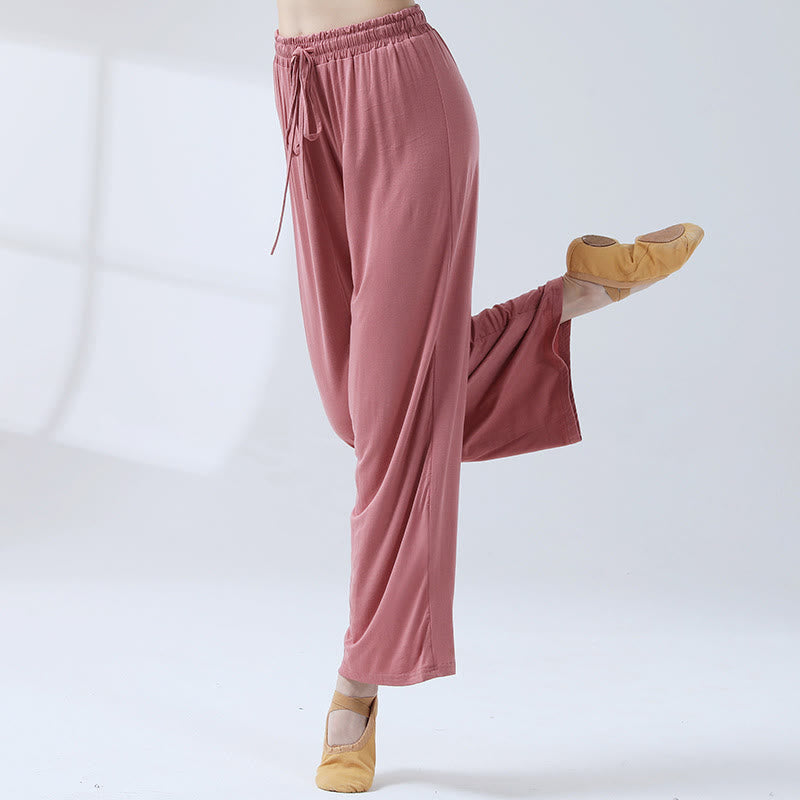 Buddha Stonesゆったりモダール ドローストリング ワイドレッグパンツ ヨガ ダンス用 - パレビオレレッド - US12、 UK/AU16、 EU44 (3XL) - image 4