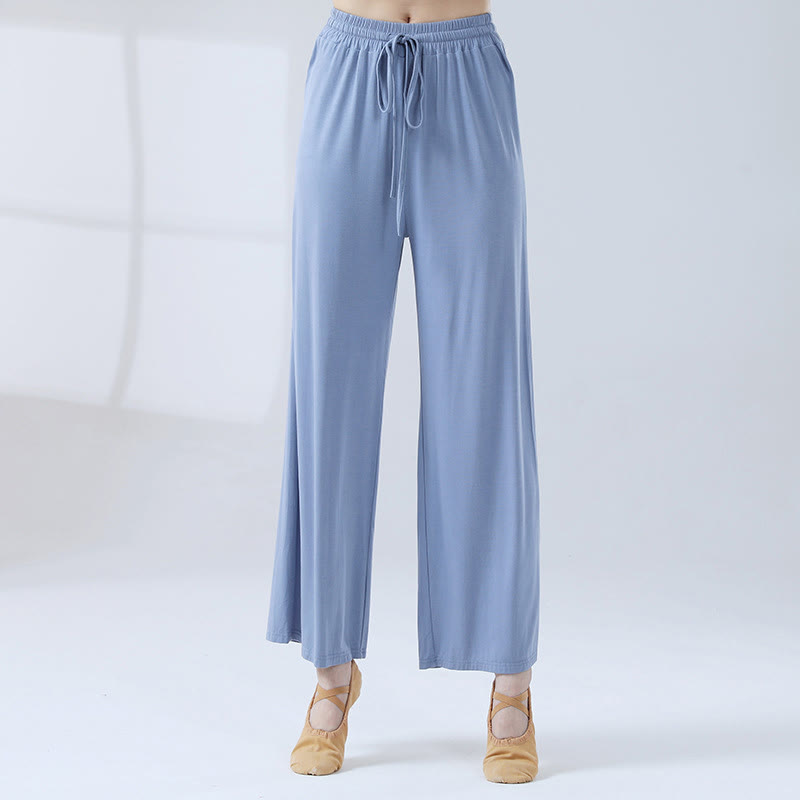 Buddha Stonesゆったりモダール ドローストリング ワイドレッグパンツ ヨガ ダンス用 - ネイビーブルー - US12、 UK/AU16、 EU44 (3XL) - image 15