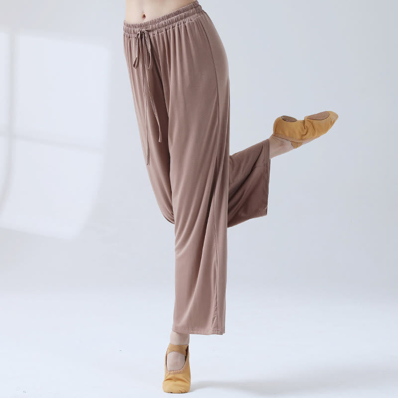 Buddha Stonesゆったりモダール ドローストリング ワイドレッグパンツ ヨガ ダンス用 - カーキ - US12、 UK/AU16、 EU44 (3XL) - image 11
