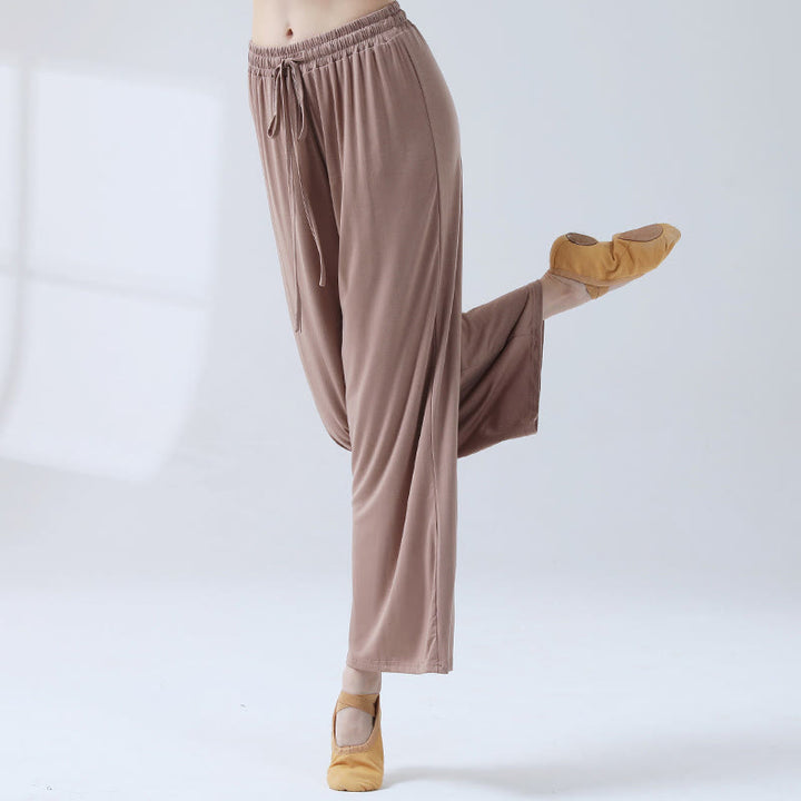 Buddha Stonesゆったりモダール ドローストリング ワイドレッグパンツ ヨガ ダンス用 - カーキ - US12、 UK/AU16、 EU44 (3XL) - image 11