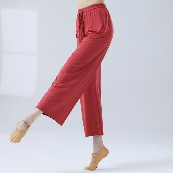 Buddha Stonesゆったりモダール ドローストリング ワイドレッグパンツ ヨガ ダンス用 - 赤 - US12、 UK/AU16、 EU44 (3XL) - image 21