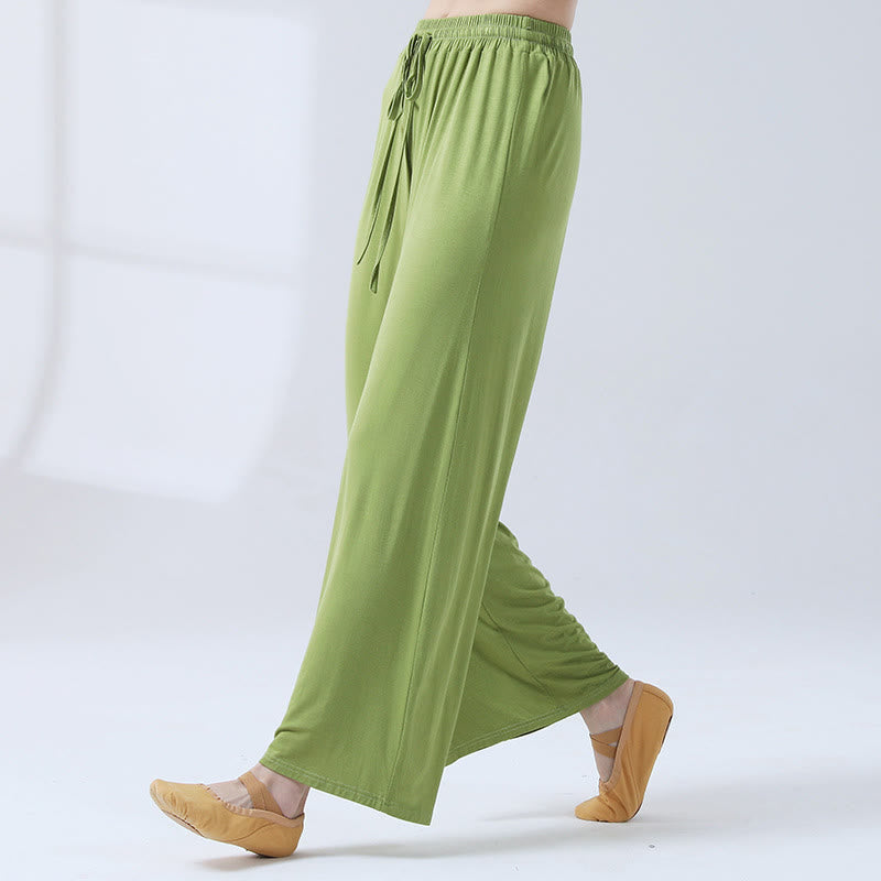 Buddha Stonesゆったりモダール ドローストリング ワイドレッグパンツ ヨガ ダンス用 - 緑 - US12、 UK/AU16、 EU44 (3XL) - image 17