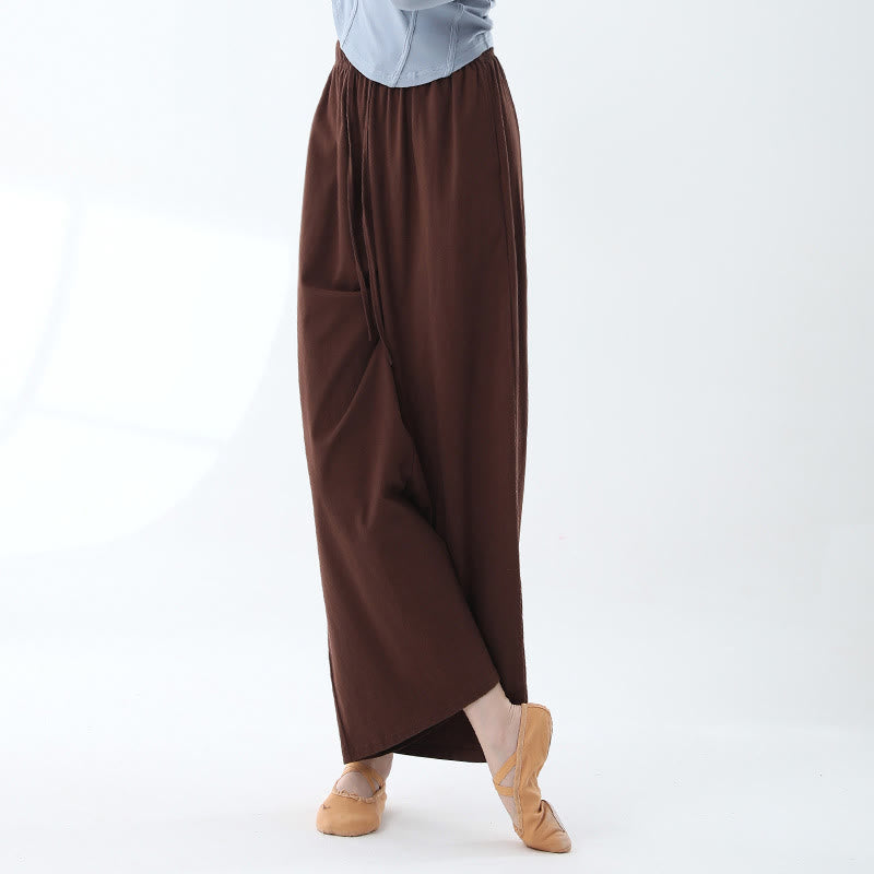ヨガダンス用ポケット付きBuddha Stonesゆったりコットンドローストリングワイドレッグパンツ