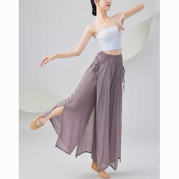 Buddha Stones無地 ゆったり コットン リネン ワイドレッグ パンツ ヨガ クラシックダンス用 - image 2